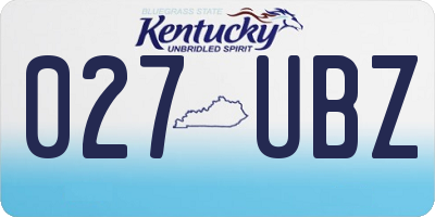 KY license plate 027UBZ