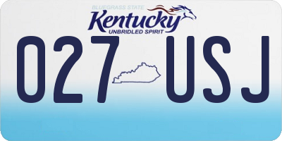 KY license plate 027USJ