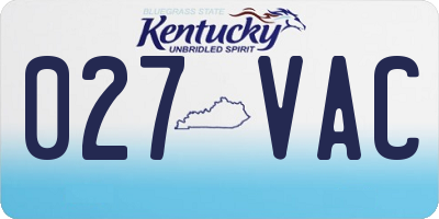 KY license plate 027VAC