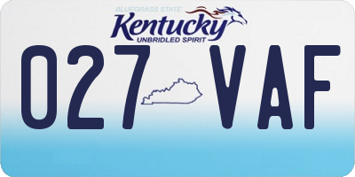 KY license plate 027VAF