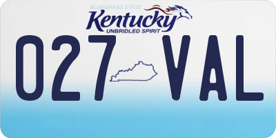KY license plate 027VAL