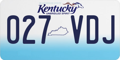 KY license plate 027VDJ