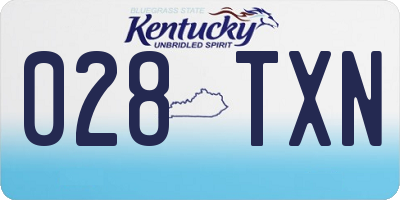KY license plate 028TXN