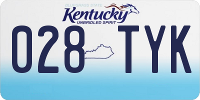 KY license plate 028TYK