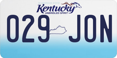 KY license plate 029JON