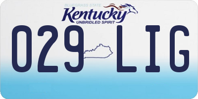 KY license plate 029LIG
