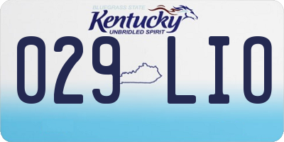 KY license plate 029LIO
