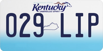 KY license plate 029LIP