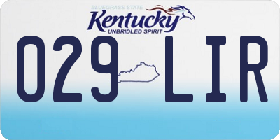 KY license plate 029LIR