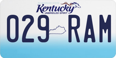 KY license plate 029RAM