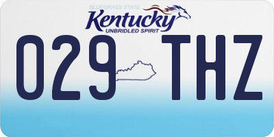 KY license plate 029THZ