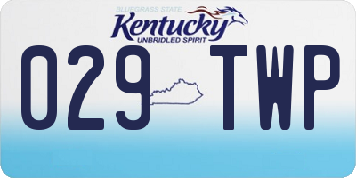 KY license plate 029TWP