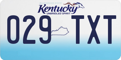 KY license plate 029TXT