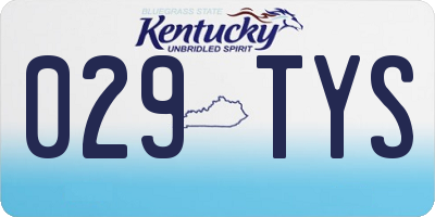 KY license plate 029TYS