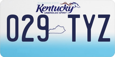 KY license plate 029TYZ