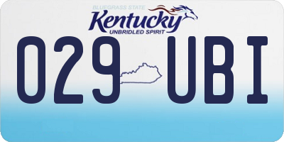 KY license plate 029UBI