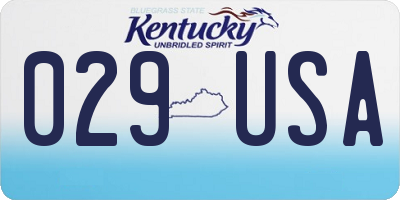 KY license plate 029USA