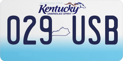 KY license plate 029USB