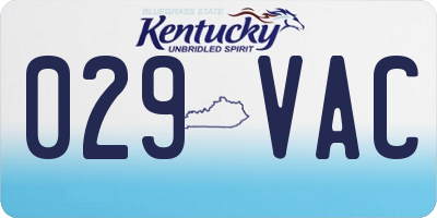KY license plate 029VAC
