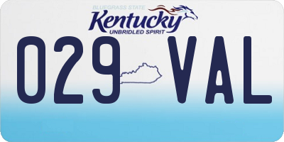 KY license plate 029VAL