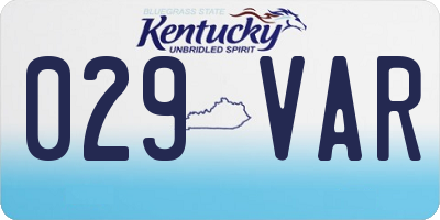 KY license plate 029VAR