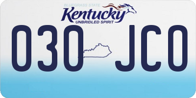 KY license plate 030JCO