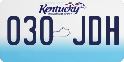 KY license plate 030JDH