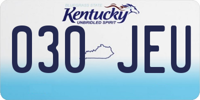 KY license plate 030JEU