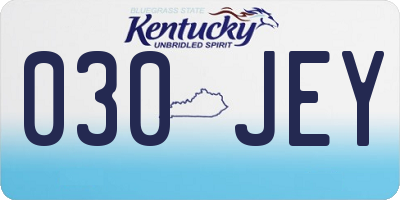 KY license plate 030JEY