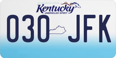 KY license plate 030JFK