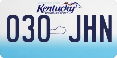 KY license plate 030JHN