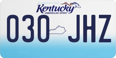 KY license plate 030JHZ