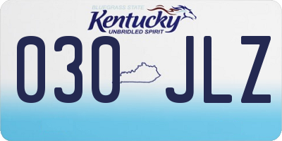 KY license plate 030JLZ