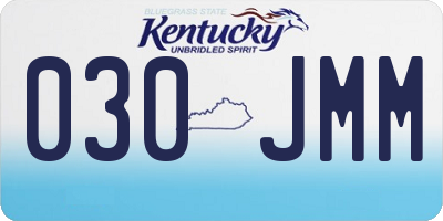 KY license plate 030JMM