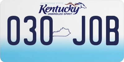 KY license plate 030JOB