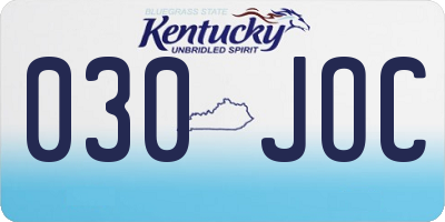 KY license plate 030JOC