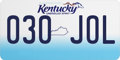 KY license plate 030JOL