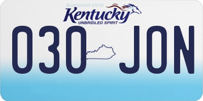 KY license plate 030JON