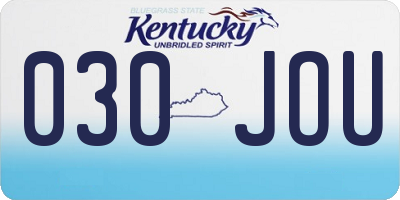 KY license plate 030JOU