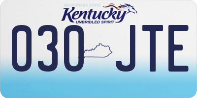 KY license plate 030JTE