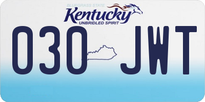 KY license plate 030JWT