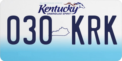KY license plate 030KRK