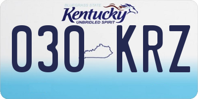 KY license plate 030KRZ