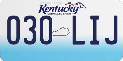 KY license plate 030LIJ