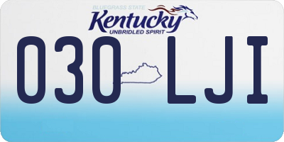 KY license plate 030LJI