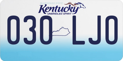 KY license plate 030LJO