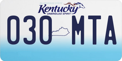 KY license plate 030MTA