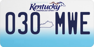 KY license plate 030MWE