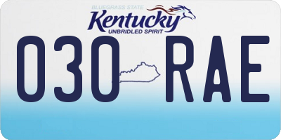 KY license plate 030RAE