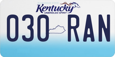 KY license plate 030RAN